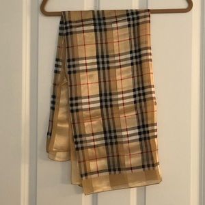 Faux Burberry-Print Silk Scarf